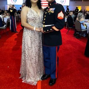 Luminous Night Taupe Glitter Sequin Maxi Dress